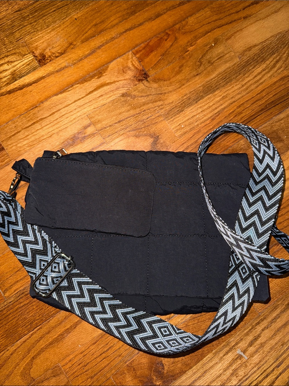 Black Quilted Crossbody Bag | Adjustable Strap | Lightweight Everyday Purse